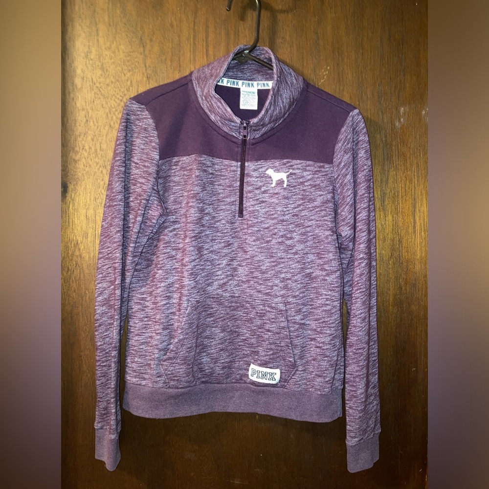 Victorias Secret Pink Pullover Sweater Sweatshirt Sz S Small 1/4 Zip Burgundy